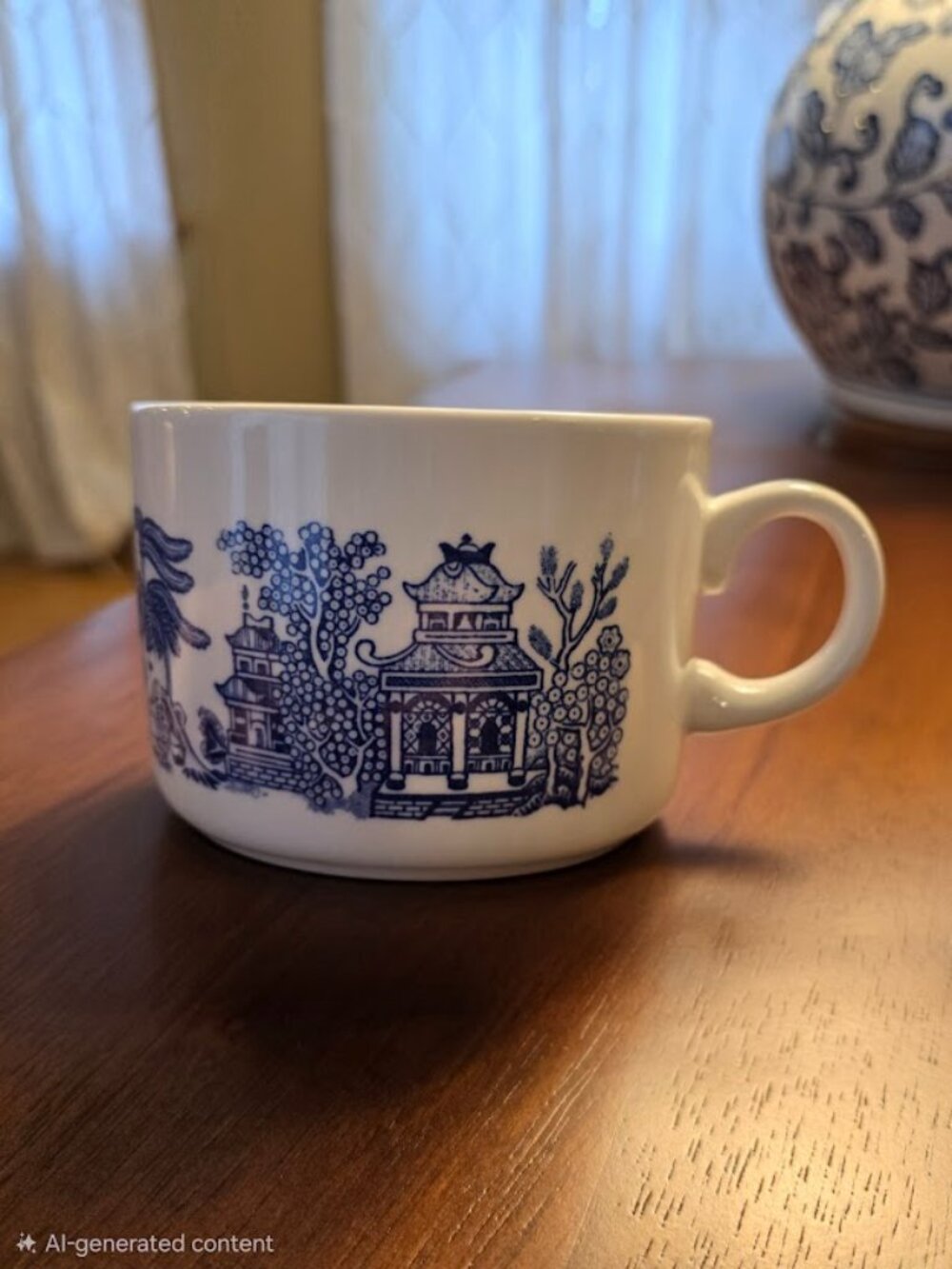 Set of 2 Vintage Churchill England Blue Willow Jumbo Mugs / Breakfast Cups
